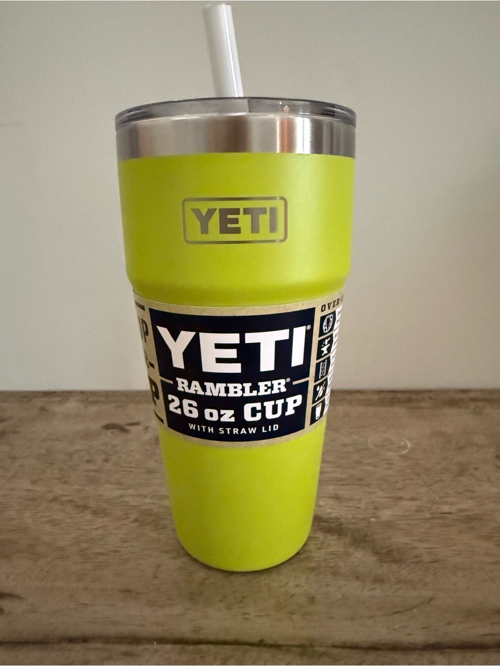 Yeti Rambler 26 oz Cup - Limited Edition Color - Chartreuse with Clear Straw Lid